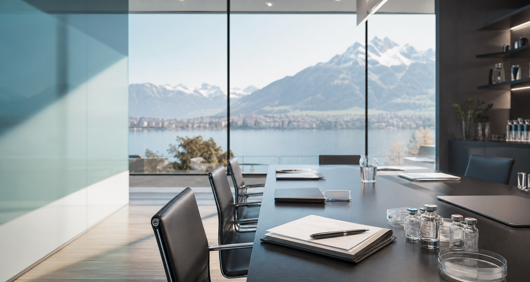Modern meeting room with pharmaceutical quality documents